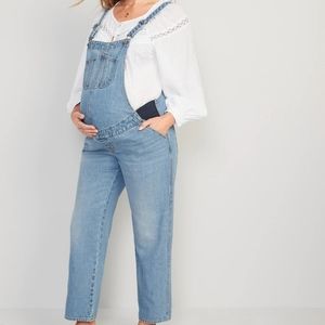Maternity Side-Panel Slouchy Straight Jean Overalls